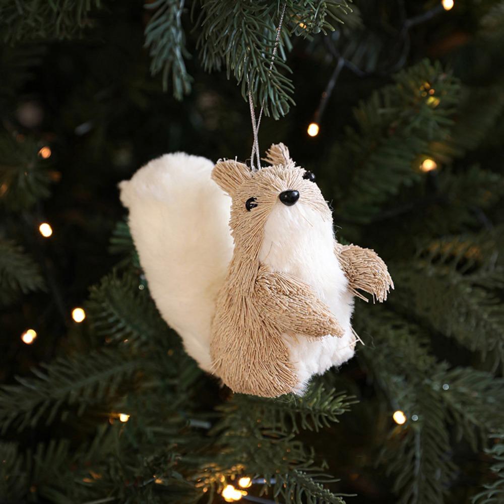 Small Christmas Tree Decorations DIY Simulated Squirrel Pendant  Merry Christmas Decor