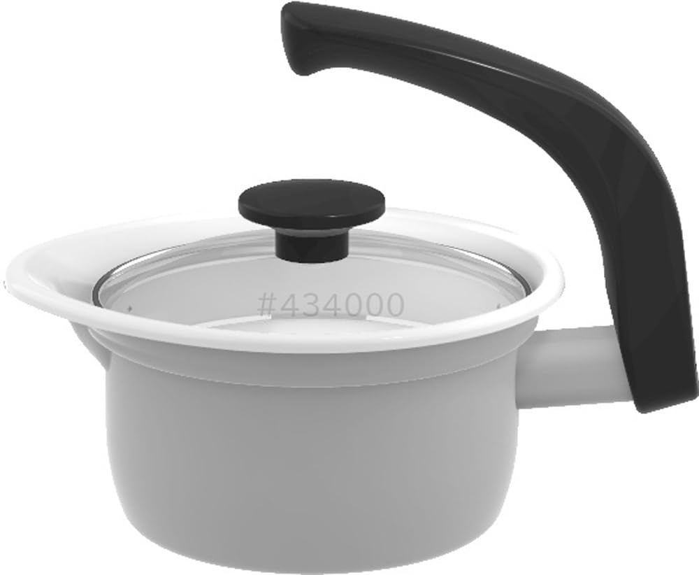 

Fuji Enamel Saucepan, 1.4L, Light Gray, Induction Compatible, Glass Lid, with Draining Hole, E-na Pot EP-1.4L.LG