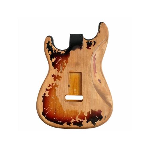 Sunsmile Relic Elektrisk Gitar Kropp ST Stil Nitro Topp Alder Tre DIY Gitar Kropp HSH Relic 3-Tone Sunburst.