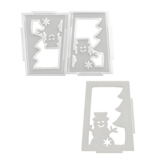 Christmas Candle Holder Mold Flexible Non-Stick Silicone Mold Christmas Lantern Casting Mold for Resin Plaster Elk Snowflake Snowman Candle Holder