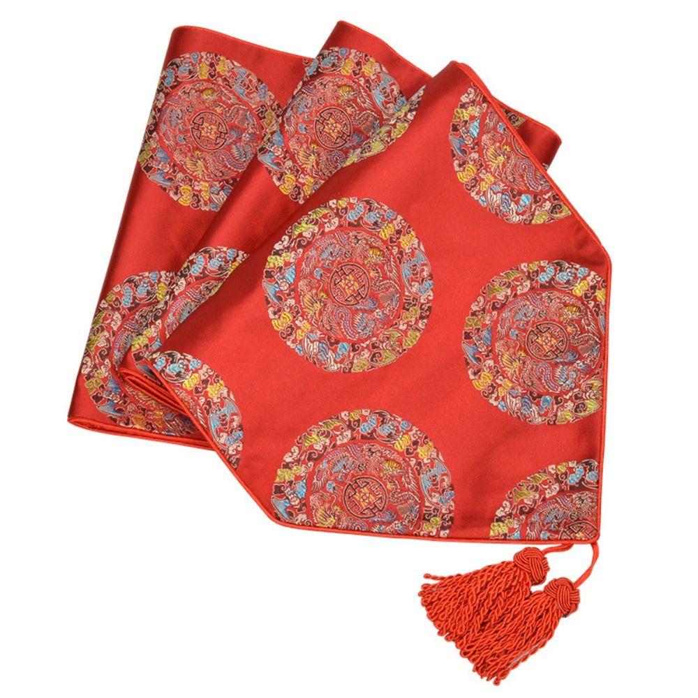 Long Satin Embroidery Wedding Chinese Style Table Cover Table Runner Table Decoration TableCloth