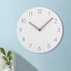 Modern 12Inch Decorative White Wooden Wall Clock Battery Operated Quiet Quartzs Movement for Living Room Bedroom Office