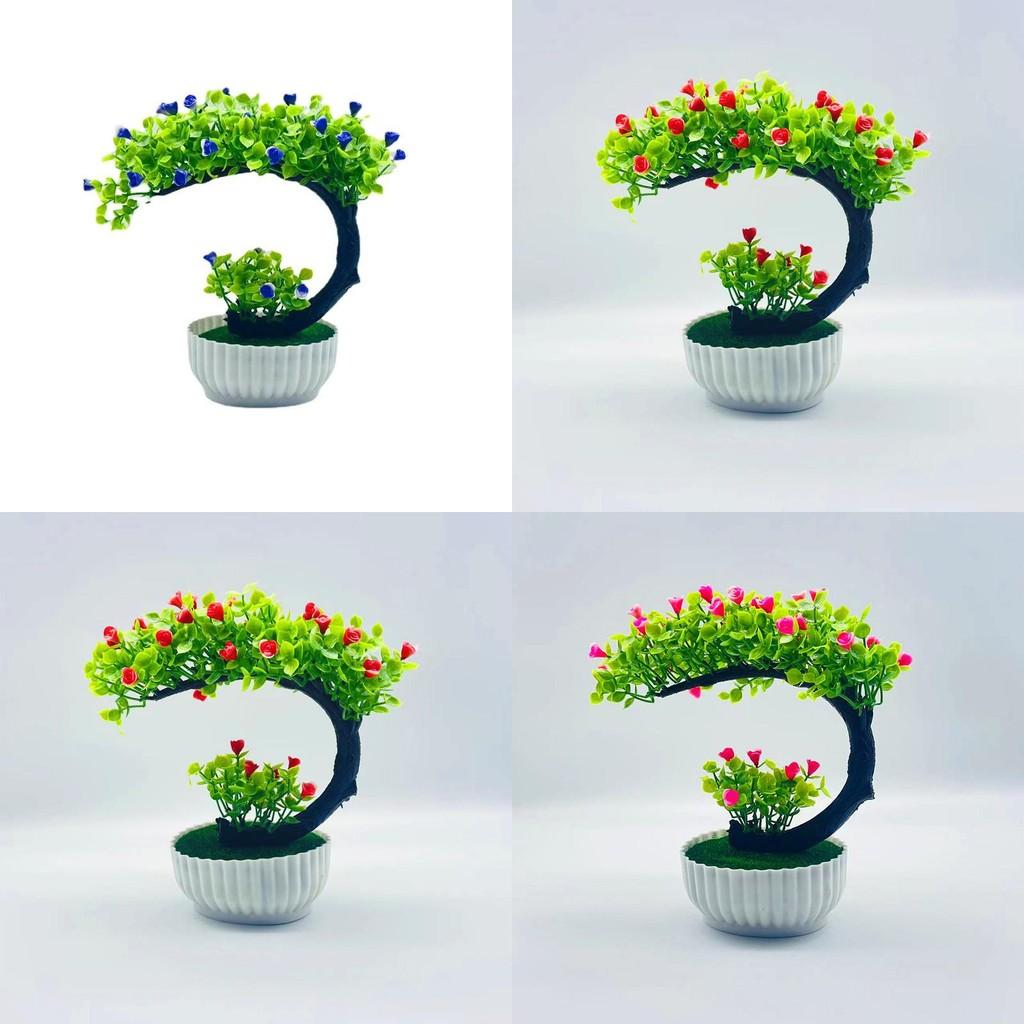 Faux Rose Bonsai Tree With Durable Plastic Material For Office And Living Room Display