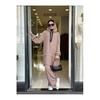 Women's Hooded Zippered Sleeves Elastic Wide Leg Pants Suit