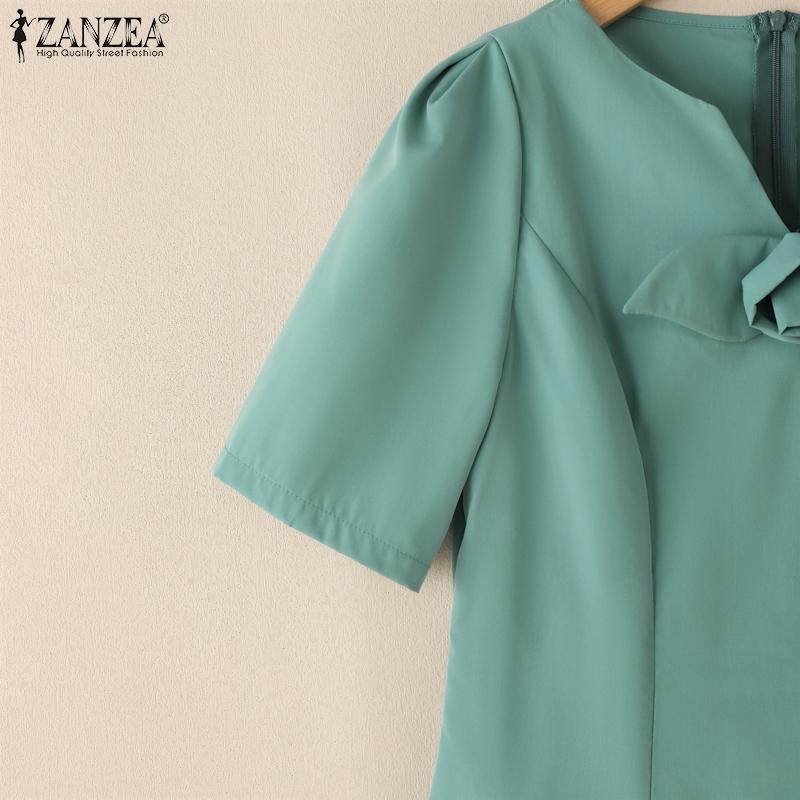 ZANZEA Women V-Neck Summer Short Sleeve Slim Blouse