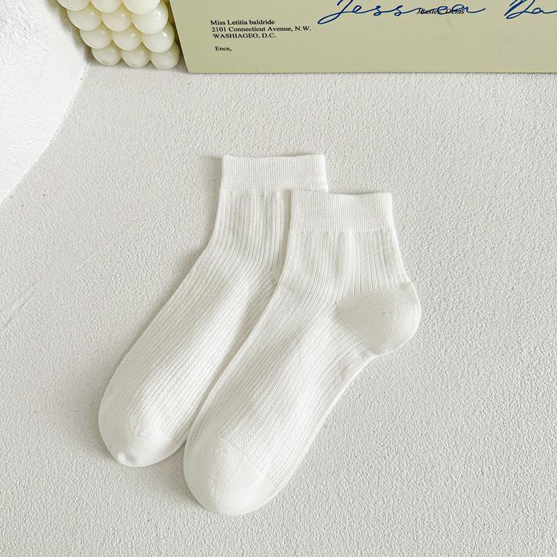 Women's Ballet Style Pure Cotton Hollow Mesh Socks - Solid Color, Versatile for Spring & Autumn