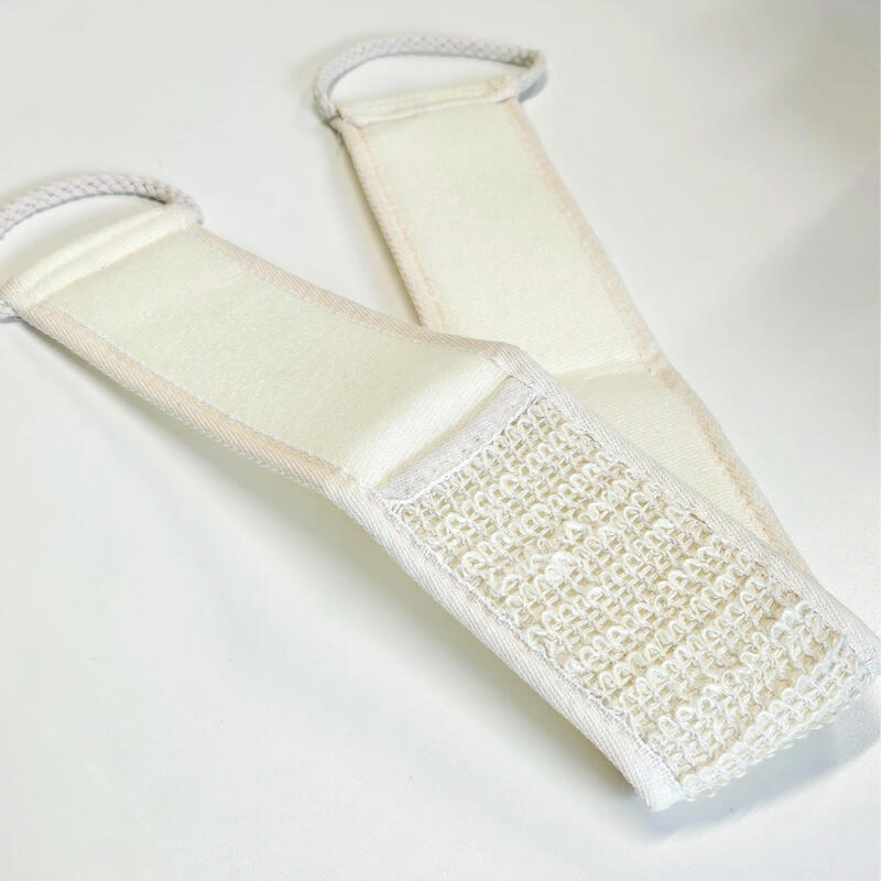 Soft cotton shower towel with handle and back scrub
