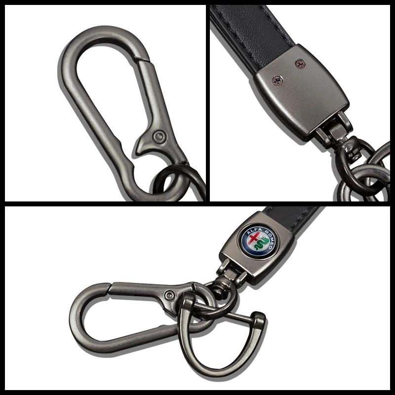 Car Stickers For Alfa Romeo Leather Car Logo Key Chain Keyring Auto Interiors Accessories For Alfa Romeo 4C 159 166 Spider Giuli