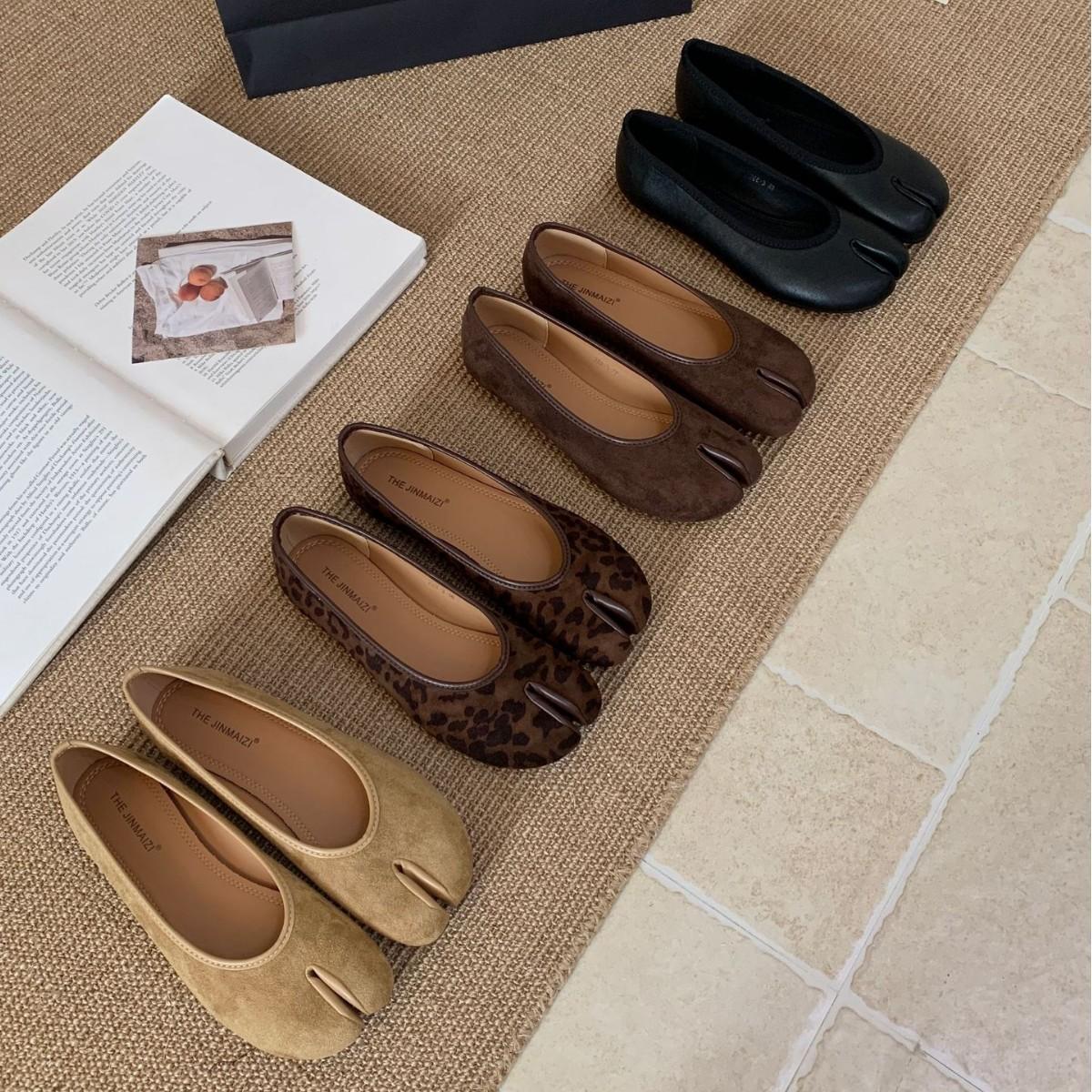 

2025 new autumn and winter suede leopard print toe flat bottom shallow mouth foot cover versatile soft sole Doudou pregnant women s single shoes 40 абрикосовий