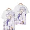 Anime Re Zero Rem 3D Tisk Tričko Ležérní Krátký Rukáv Harajuku Streetwear Unisex Oversized Tričko Kawaii Fanoušci Anime Top