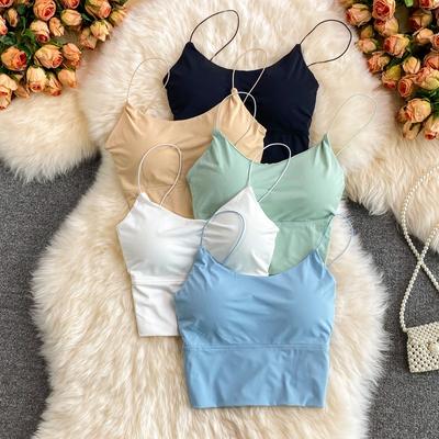 Жіночі укорочені топи Сексуальний однотонний камзол Ice Silk Tube Top Безшовна спортивна безрукавка Бездротова нижня білизна Бюстгальтер з підкладкою Бюстгальтер без рукавів Жилет