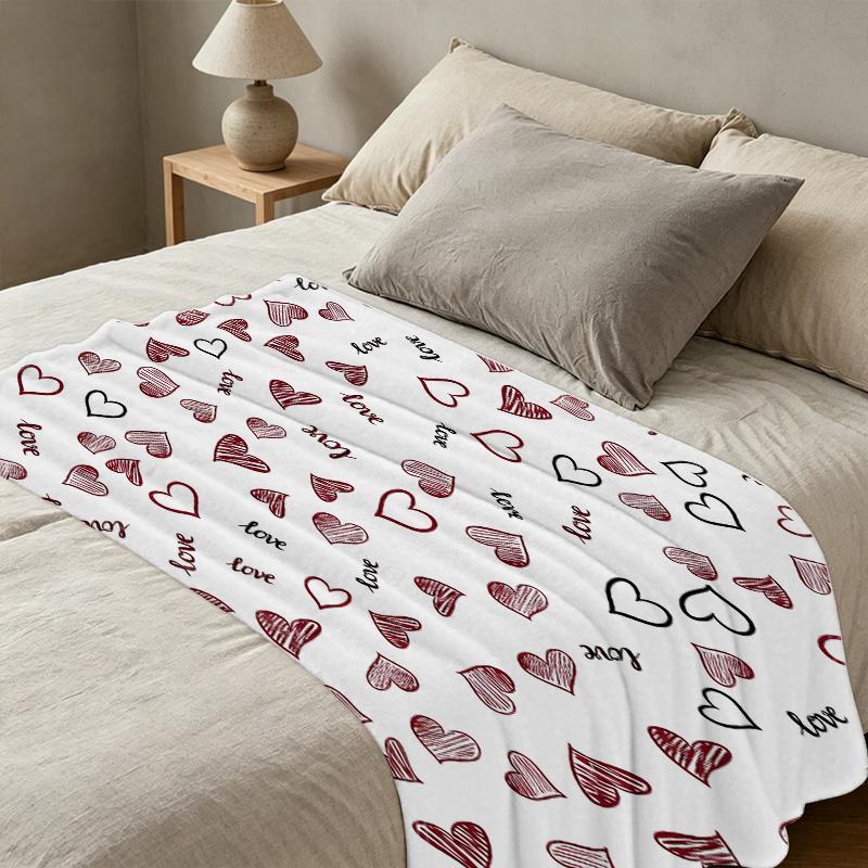 Heart Series Flannel Throw Blanket, High-Density Plush Soft & Skin-Friendly, Ideal for Home, Car & AC Use, Perfect Valentine's Day Gift