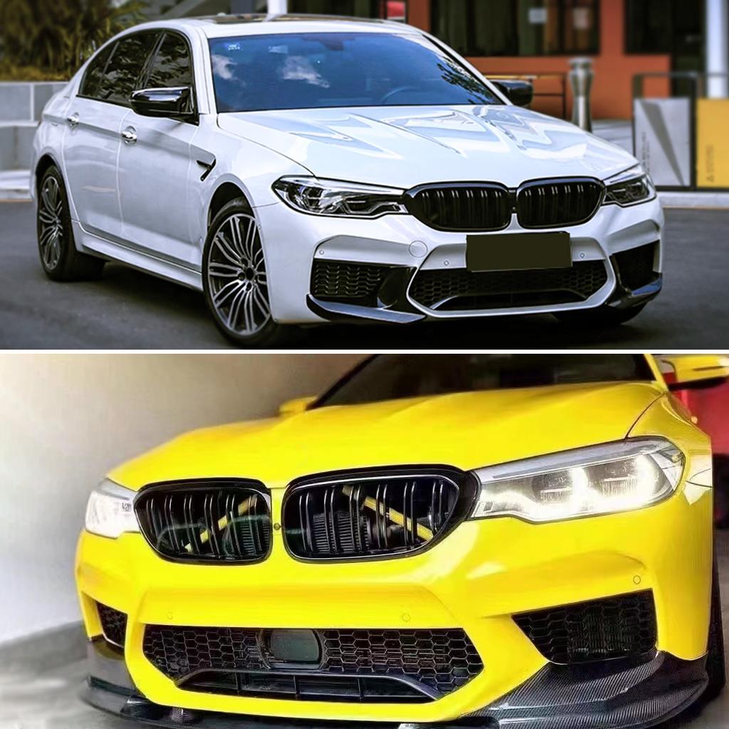Front Bumper Grill For BMW 5 Series M5 G30 G31 520i 530i 540i ABS 2-Slat Gloss Black Front Kidney Grille