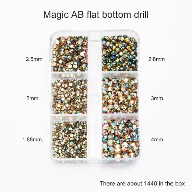 1Box Mix Sizes Ss6-ss20 Glass Non Hot Fix Rhinestone Flat Back Crystal Stone Strass Glitters Nail Diamond For DIY Garment