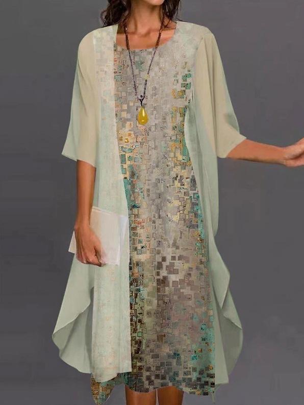 

Белое платье с цветочным принтом и прозрачным кардиганом, женское повседневное летнее платье 3XL