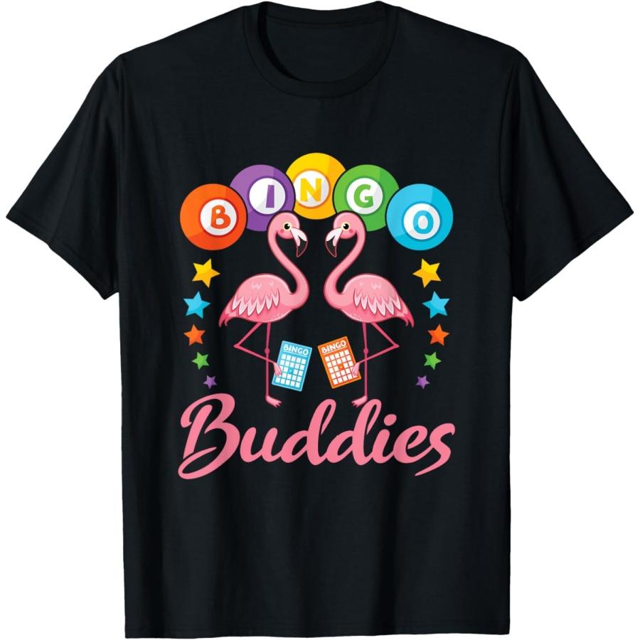 Bingo Buddies Flamingo Player Bingo Night Game T-Shirt S