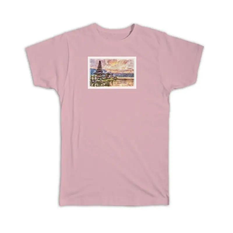 Watercolor Temple In Bali Indonesia T Shirt