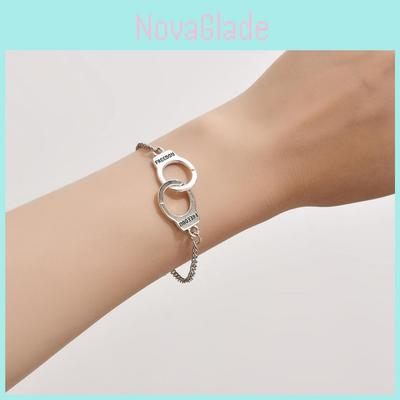 Vintage Alloy Handcuff Necklace For Women European And American Style Ins Trendy Hip-hop Cool Lock Collar Chain Punk Pendant Necklace