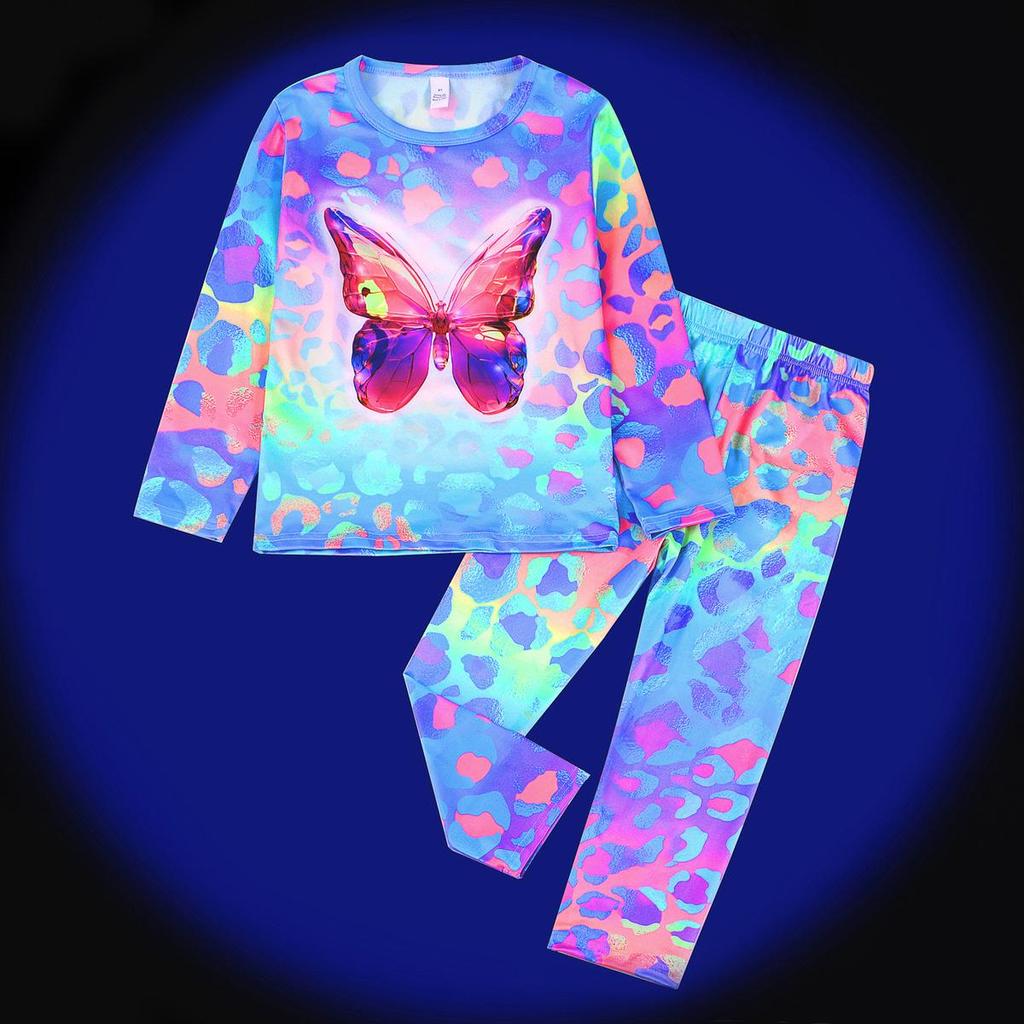 Ψηφιακό Πράσινο Φθορίζον Πυτζαμοσετ Δεινόσαυρος Αυτοκίνητο για Αγόρια και Κορίτσια - Μακρυμάνικο & Παντελόνι