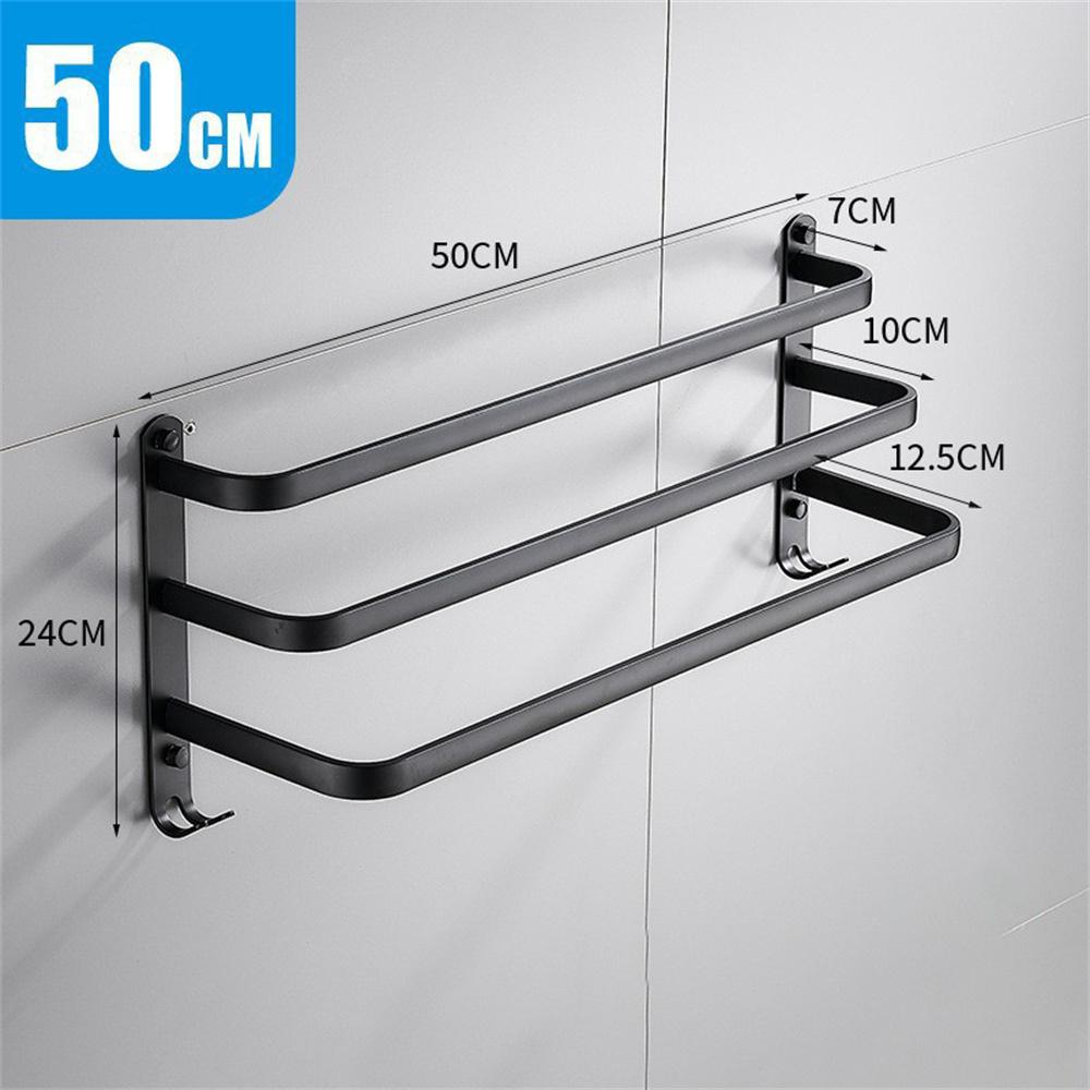 50cm 3-Tiers Towel Bars Wall Mounted Space Aluminum Towel Rail Rack for Bathroom