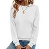 Women's Round Loose Neck Sweatshirt Long Sleeved Pullover Solid Color Hoodie