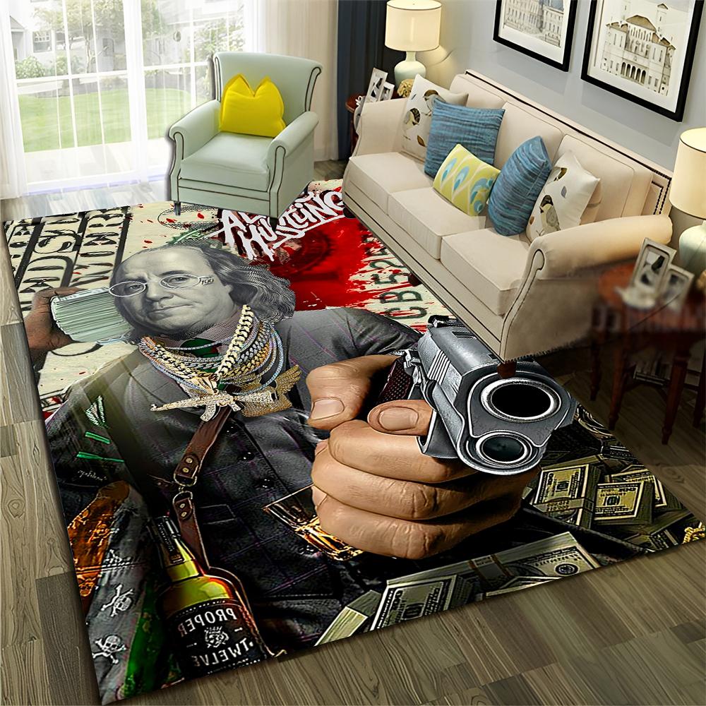 Bohatý Vzor Euro Dolar Peníze 3D Koberec pro Domácí Obývací Pokoj Ložnici Pohovku Dekorace, Dětský Koberec Protiskluzová Podložka na Podlahu
