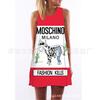 European and American Hot-selling New Digital Printing Round Neck Big Pendulum Loose Off-the-shoulder Medium and Long Vest Sleeveless Dress