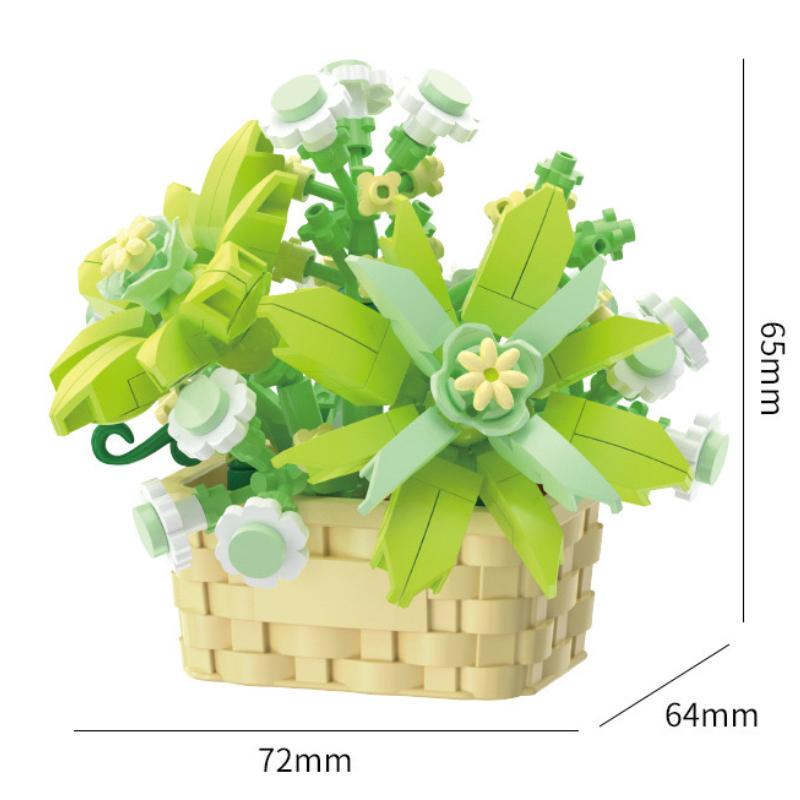 Blumenstrauß Bonsai Bausteine Künstliche Pflanze aus Kunststoff Staubschutz Mikromodell Dekoration Spielzeug für Kinder Geburtstagsgeschenk