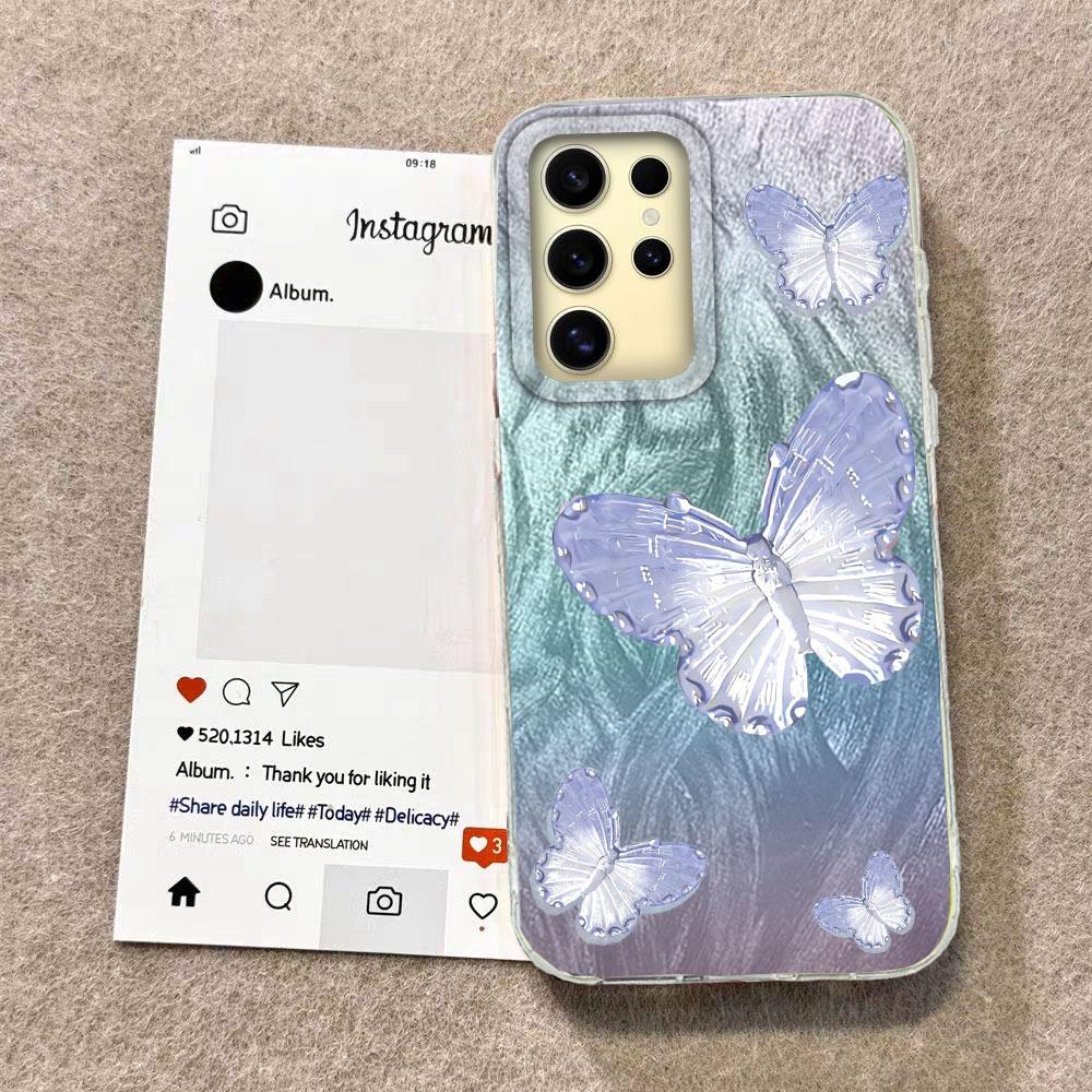 Cartoon Multicolor Butterfly Phone Case for Samsung Galaxy S25 S24 S23 S22 S21 Plus FE Ultra S24+ S25+ Shell Silicone Back Cover
