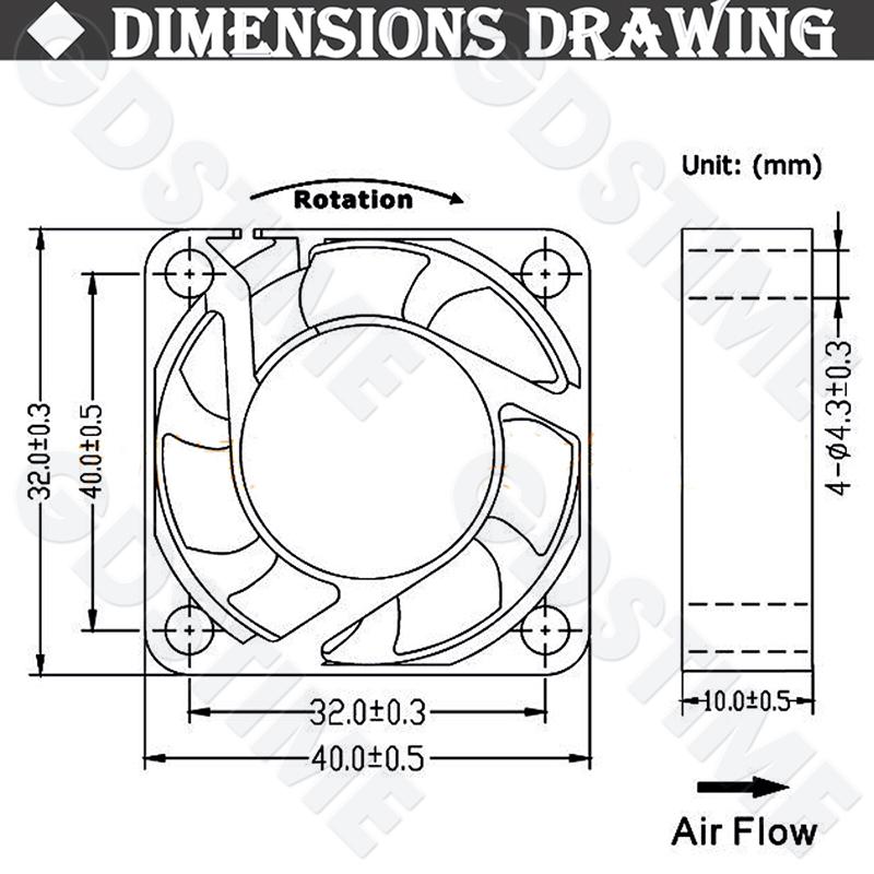 Gdstime 4010 Fan 24V 12V 5V 40mm*10mm Mini PC Case Cooling Fan 4CM Dual Ball Sleeve Cooler Fan for 3D Printer Parts Cooling Fuel Injectors 6