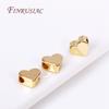 Spacer Separator Bead For Bracelet Necklace Supplies 2 Types 18K Gold Plated Brass Metal Heart Beads DIY Jewelry Making Findings