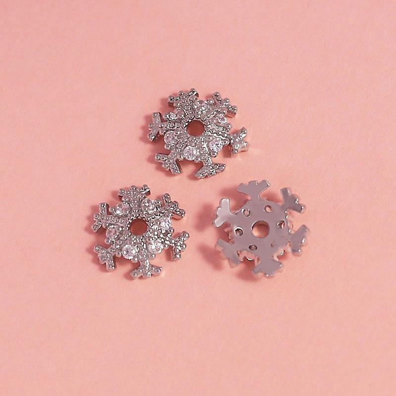 18K Gold-Filled Flower Cap Snowflake Crystal Pearl Spacer Bead Bracelet DIY Kit