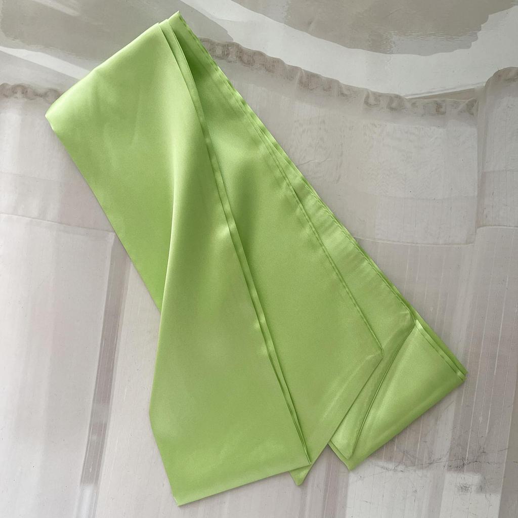 Navy Blue Solid Silk Ribbon Belt with Skirt Decoration