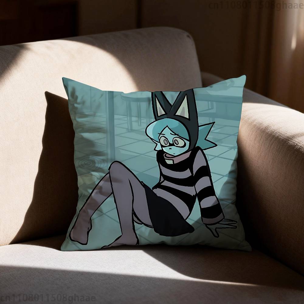 PPSYCHO CUTIES Pillow Case Square DoubleSided Printing Short Plush Sofa Cushion Cover Bedroom Bedside Pillow