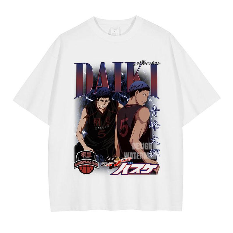 Anime Kurokos Basketball T-Shirts Oversized Midorima Vintage Washed T-Shirt Retro Kagami Taiga Daiki Akashi T-Shirt für Mann