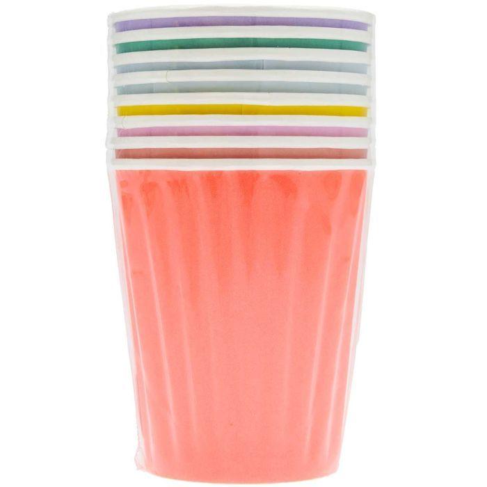 8 gobelets en carton multicolores