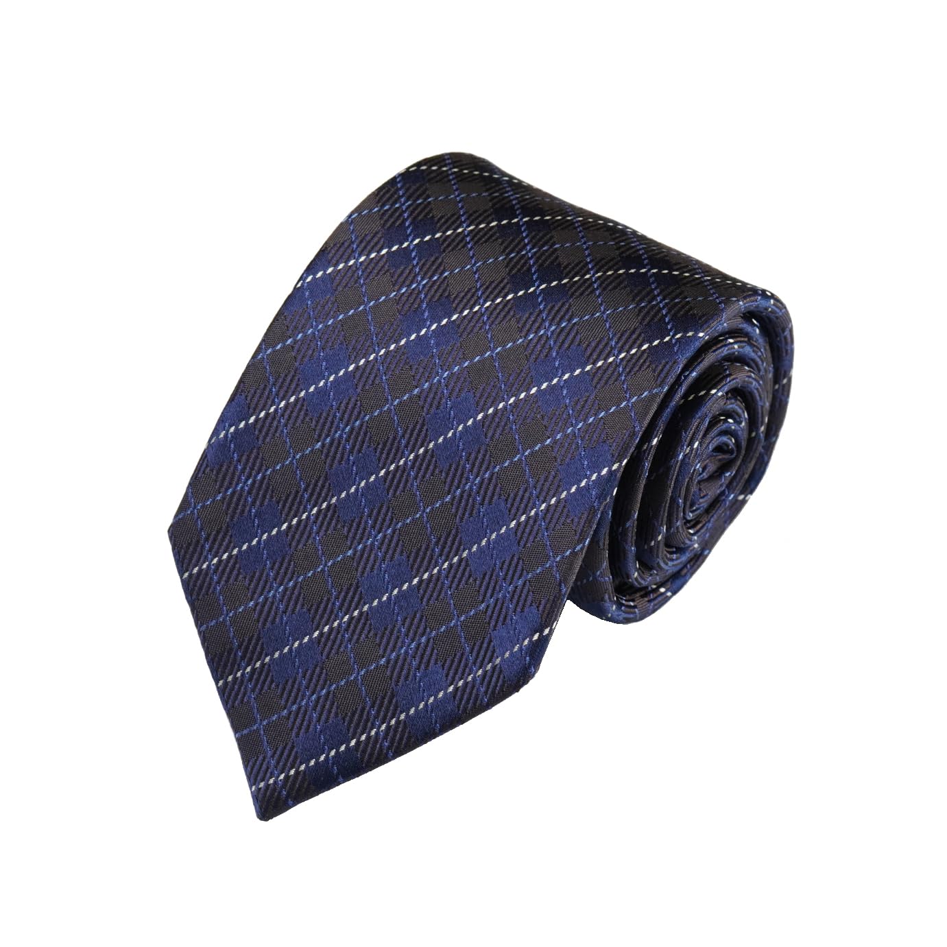 [New Yorker Blue] New Yorker Blue Windowpane Check Pattern Tie NB921084 Brown Free Size Business Suit Style Gift
