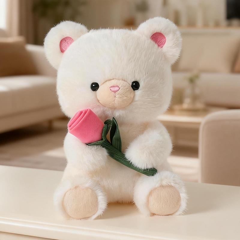 Fun Animal Cake Plush Doll Pillow Rose Siamese Cat Penguin Bear Combination Cookie Plush Toy Home Decor Valentine'S Day Gift