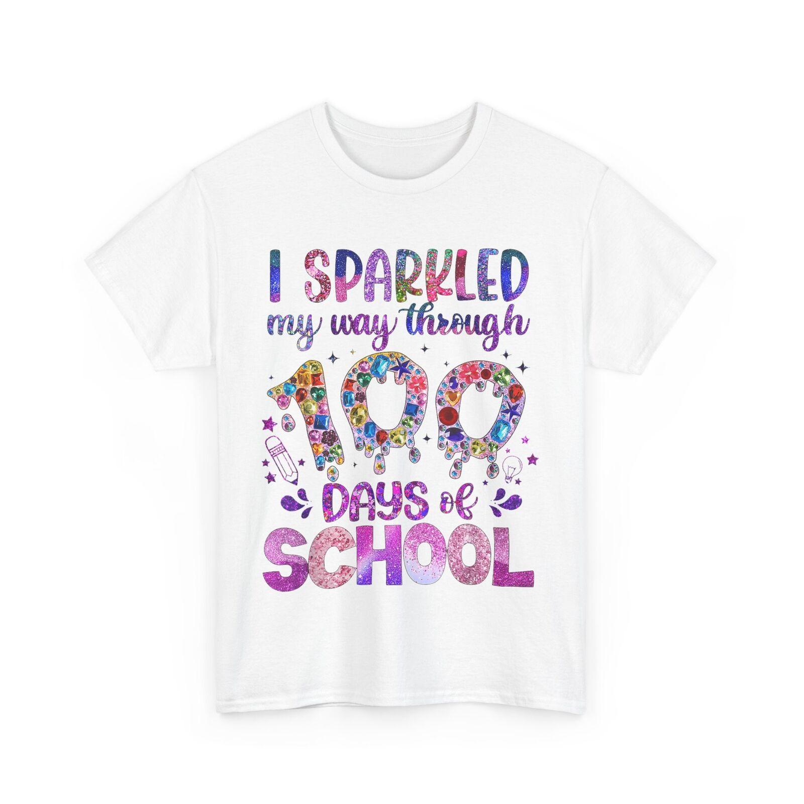 I Sparkled My Way Through 100 Days Of School Brighter Funny T-Shirt Mens Womens Tees Top 4XL