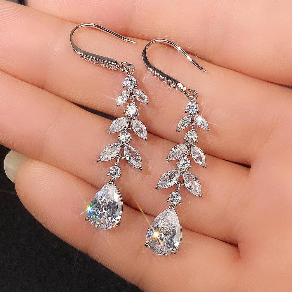 Huitan Temperament Women's Wedding Dangle Earrings Luxury Fashion Cubic Zirconia Earrings Gorgeous Lady Jewelry Drop ShippingGood product