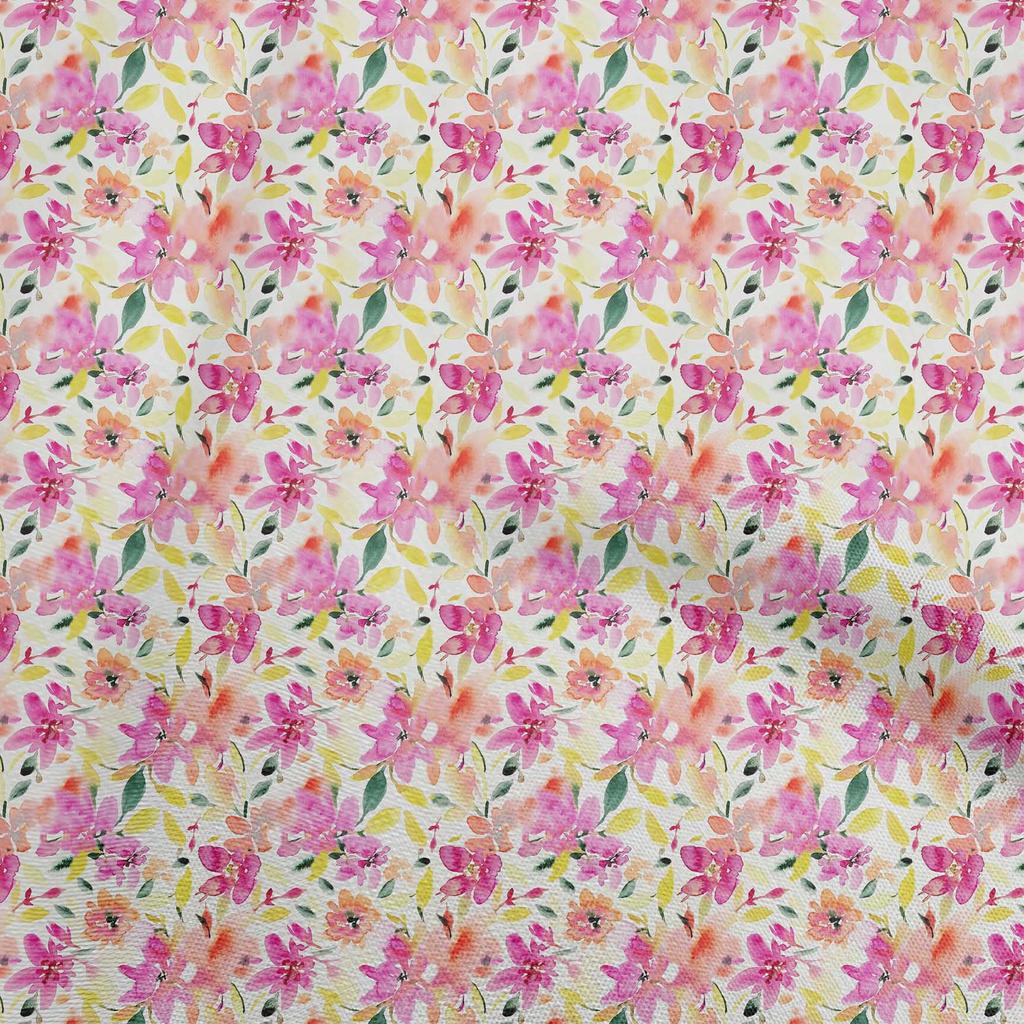 oneOone Cotton Flex Gray Fabric Abstract Watercolor Floral Fabric For Sewing Printed Craft Fabric By The Yard 40 Inch