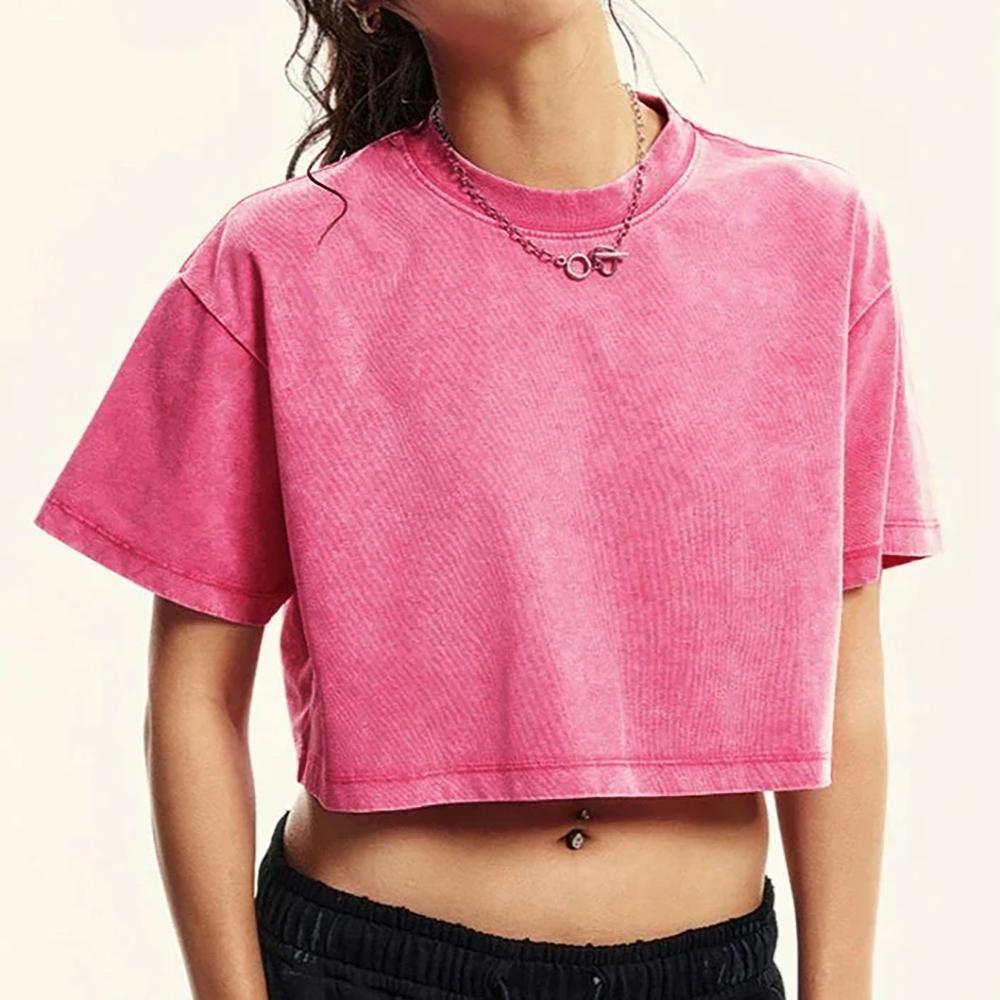 Womens 100% Cotton Solid Color Washed T-Shirts Casual Slim Streetwear  Tee Shirt Summer Multicolor Short Sleeve