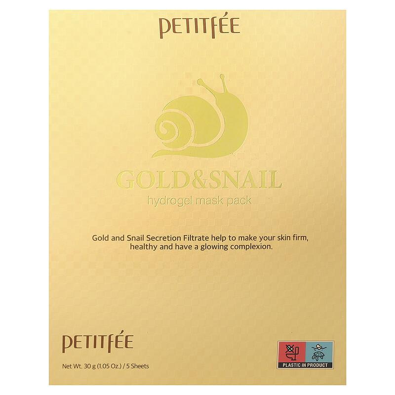 Gold & Snail Hydrogel Beauty Mask Pack, 5 Sheets, 1.05 oz (30 g) Each