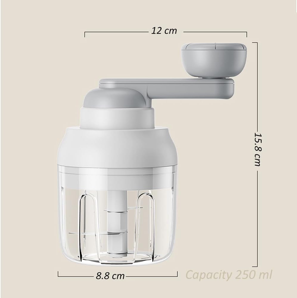 Manual Garlic Chopper, Mini Portable Veggie Cutter, 250ML Nut Grinder, Onion Mincer, Suitable for Ginger, Chili, Fruit, Meat, Potato Etc