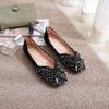 Spring New Pearl Rhinestone Square Head Single Shoes Soft-soled Casual Flats