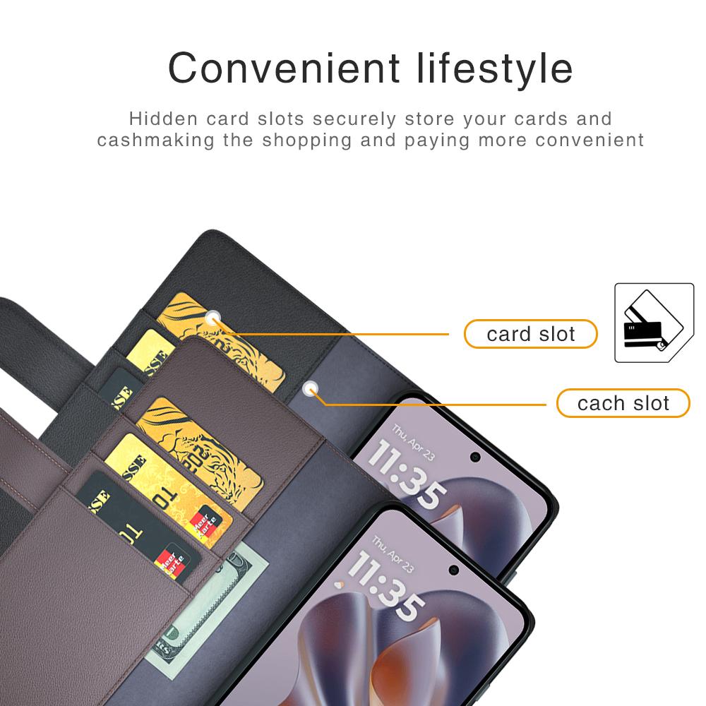 Pro Motorola Edge 50 Neo 5G/Moto S50 5G/Thinkphone 25 5G Pouzdro Pravý Štípaný Kožený Kryt na Telefon s Peněženkou Stojánkem