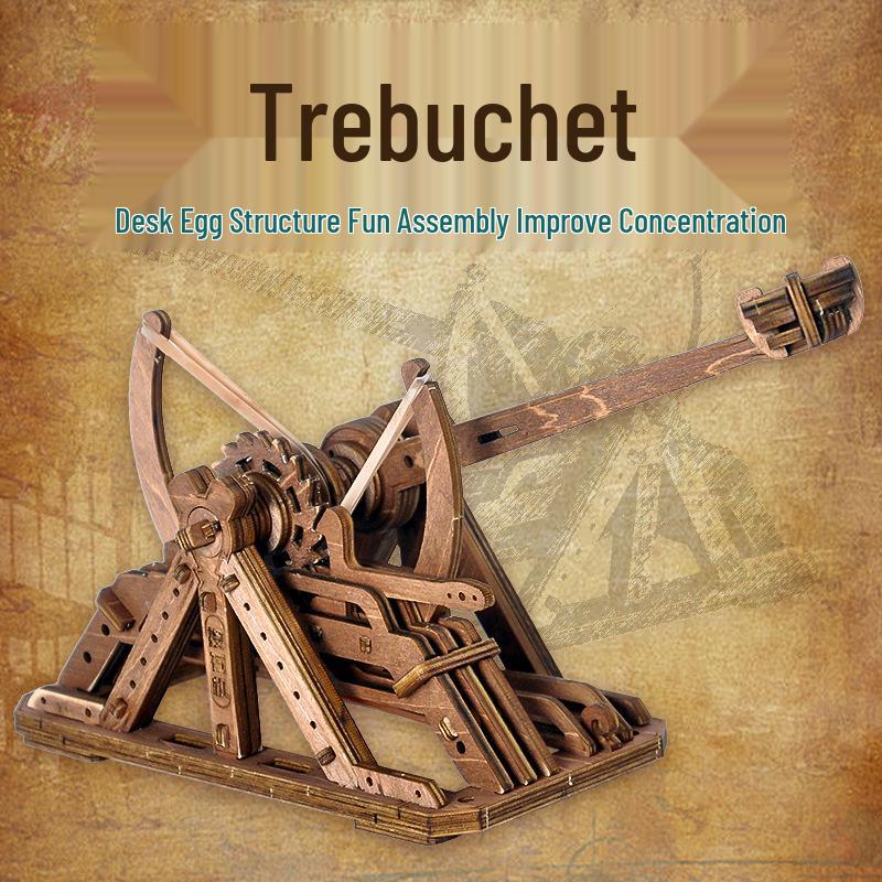 3D Wooden Catapult Toy Model - Creative Assembly Night Light & Music Box for Kids