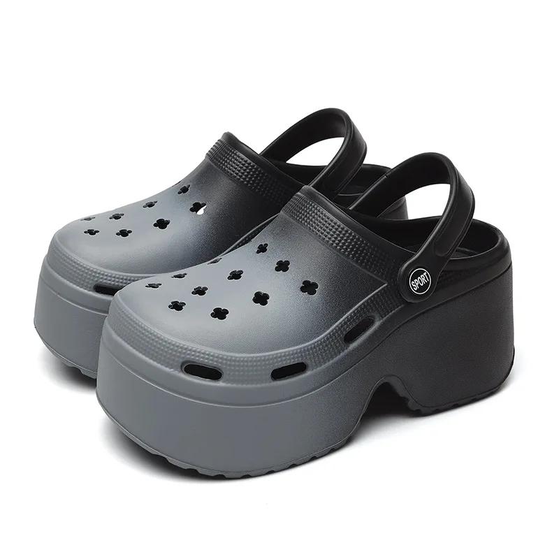 

Leopard Thick Bottom Clogs for Women New 2024 Fashion Closed Toe Chunky Platform Sandals Ladies Super High Wedge Slippers Female