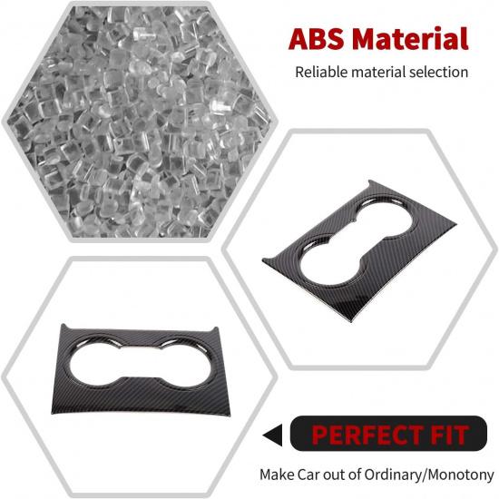 Carbon Fiber Front Cup Holder Panel Trim Cover Decoration Interior Accessories Compatible with Chevy Suburban SUV 2020-2023,for Chevrolet Tahoe