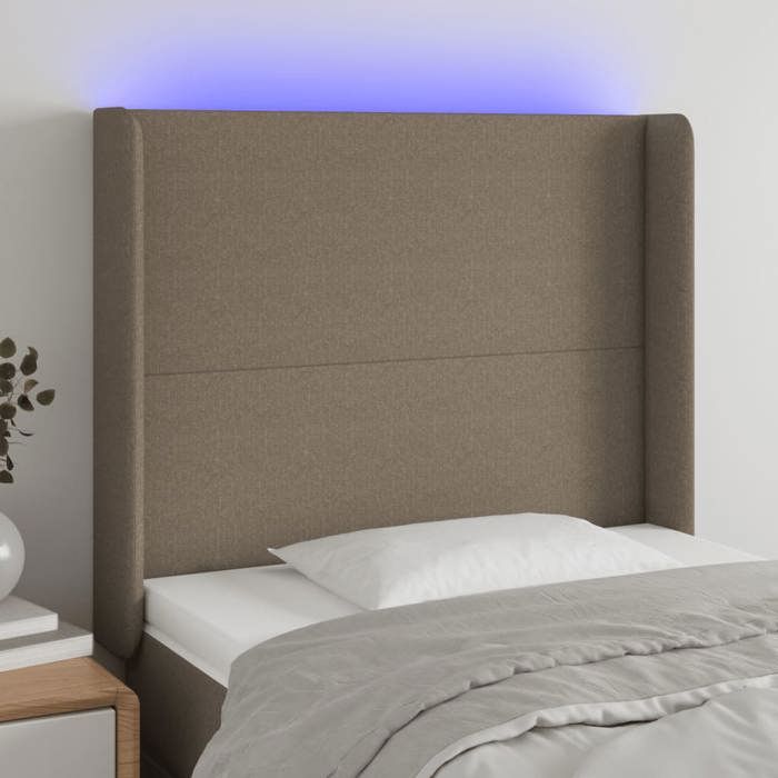 VidaXL Tête de Lit à LED Meuble de Chambre à Coucher Accessoire de Lit Simple Tête de Cadre de Lit Intérieur Taupe 3123762